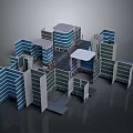 Cartoon Cityscape With Modern Buildings Various Shapes And Urban Layout Design