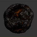 Natural Wood And Stone Spherical Decor With Textured Dark Exterior And Orange Center