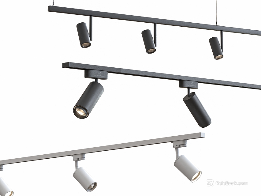 Modern Track Downlights And Spotlights With Black White Adjustable Design For Home Interior Lighting 3d model 