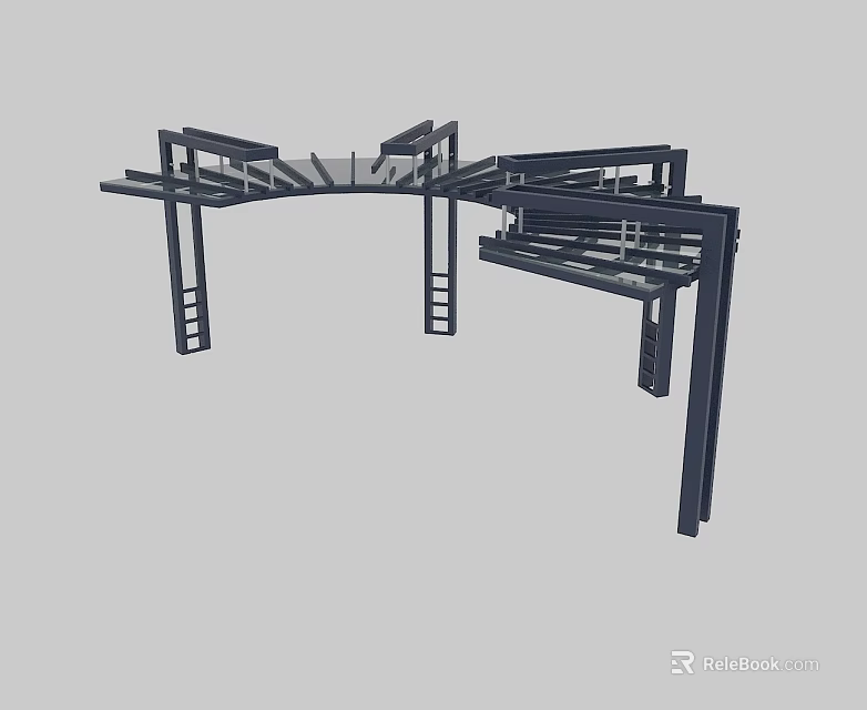 Hinged Door Metal Frame Structural Components For Modern Home Design 3d model 