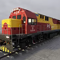 Red And Yellow Train Locomotive With China Sea Shenhua Logos On Railway Track