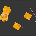 Fresh Orange Juice Cartons With Straw In Bright Orange Packaging Design