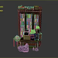 Classic Wooden Armoire Design With Glass Doors Top Storage Boxes Books And Side Decor Items