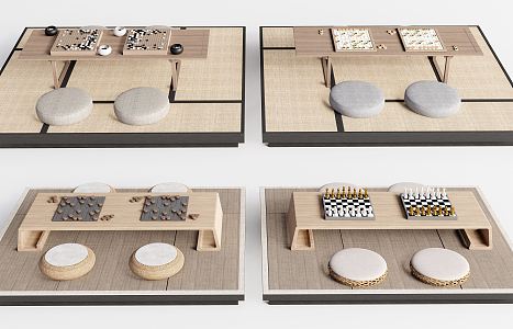 Modern Chess Card Table Chess Go 3d model