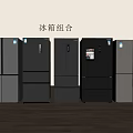 Refrigerator Freezer Combination Display with Various Styles and Modern Colors 3d model
