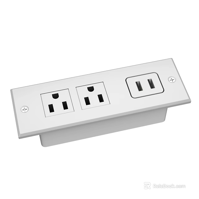 Modern White Switch Panel With Dual Power Outlets And USB Charging Ports 3d model