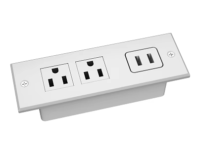 Modern White Switch Panel With Dual Power Outlets And USB Charging Ports 3d model