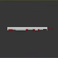 Red And White Striped Tubular Object With Metallic Surface And Red Wires On Dark Background