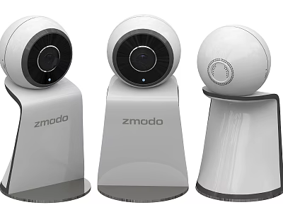 Zmodo Digital Security Cameras Three Different Models With Stylish Modern Stands 3d model