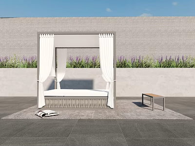 Modern Pavilion Outdoor Pavilion Sun Room Lying Bed Courtyard Pool Beach Sun Room 3d model