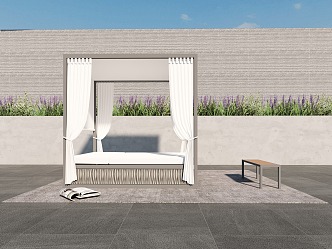 Modern Pavilion Outdoor Pavilion Sun Room Lying Bed Courtyard Pool Beach Sun Room 3d model