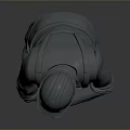 3D Construction Worker Model in Safety Helmet Standing with Crossed Arms on Gray Background