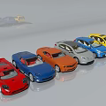 Colorful Toy Cars In Different Colors Arranged Neatly In A Row