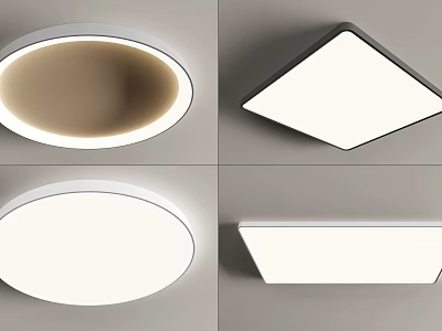 Modern White Ceiling Lights With Various Geometric Shapes For Home Decoration 3d model