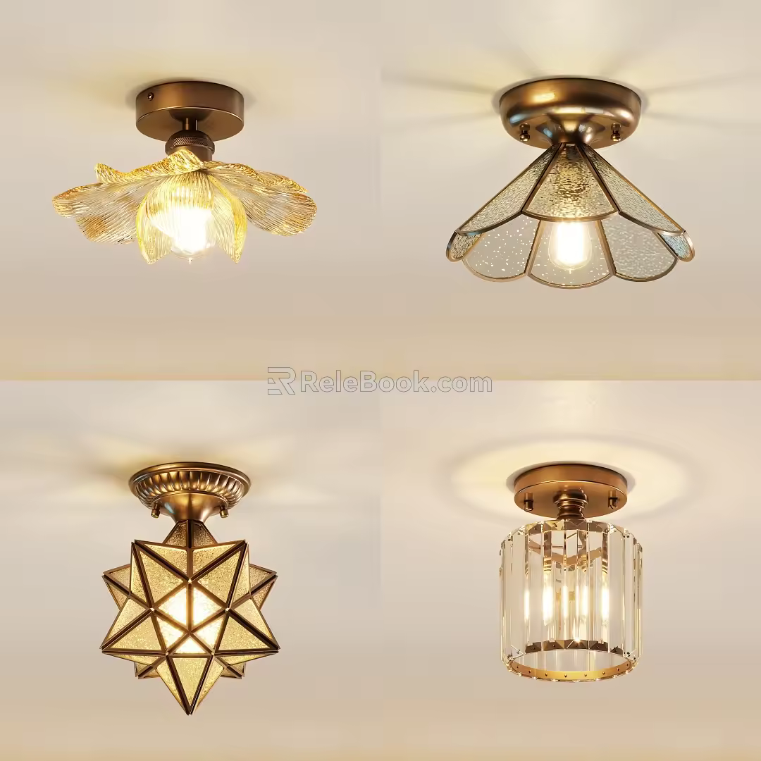 American ceiling lamp retro ceiling lamp porch ceiling lamp aisle ceiling lamp medieval ceiling lamp 3d model