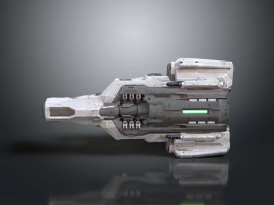 Futuristic Sci Fi Weapon 3D Model With Metallic Structure And Green Lights 3d model