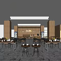 Modern Café Interior Design With Wooden Tables Chairs And Warm Lighting