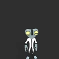 Cartoon Game And Movie Character With Yellow Eyes And White Shirt On Black Background
