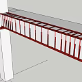 Red Support Beams With White Panels In Modern Architectural Structure Design 3d model