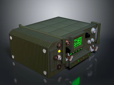 Military Weapon Control Unit With Green Casing Display Screen Buttons And Indicator Light 3d model