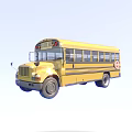 Yellow School Bus Vehicle with Black Windows Headlights and Side Sign