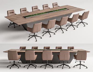 Modern Conference Table and Chair Conference Table and Chair Combination 3d model