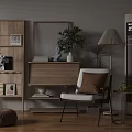 Scandinavian Living Room Interior With Wooden Chest Of Drawers Decorative Plants And Floor Lamp