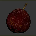 Fresh Ripe Red Passion Fruit With Yellow Spots And Brown Stem On Dark Background