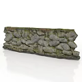 Natural Stone Wall Construction Element With Irregular Blocks And Green Moss