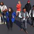 Diverse Group of People Standing Together With Various Clothing Styles And Different Poses