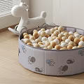 Soft Playpen With Balls And Rocking Horse In Nursery Room