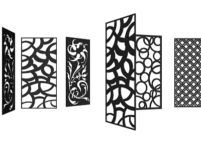 Artistic Room Dividers Featuring Intricate Laser Cut Patterns And Decorative Designs 3d model