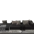 Plush Black Leather Sectional Sofa With Soft Pillows Side Tables And Cozy Living Room Setup