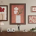 Framed Plant Paintings Wall Decor In Living Room With Vase Flowers And Leaves