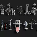 Various Types of Fitness Equipment Including Treadmills Benches and Weight Racks