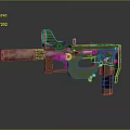Rusty Barrel Firearm With Green Components And Mechanical Structure Design