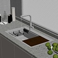 Modern cabinet sink vegetable basin large single tank 3d model