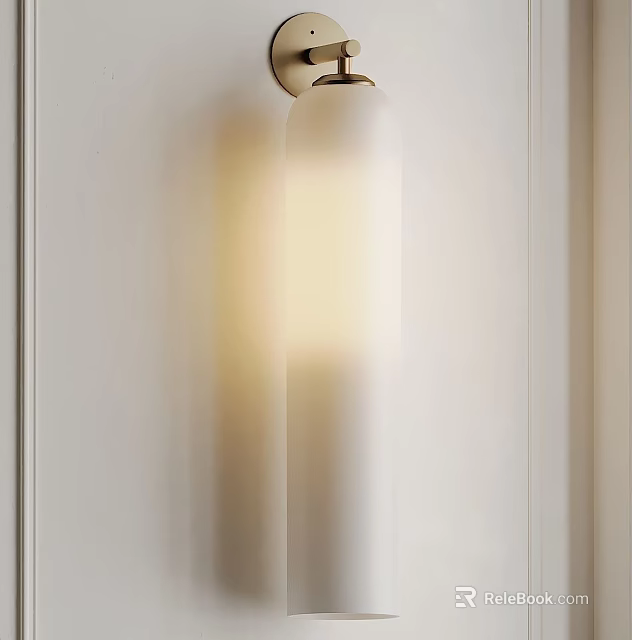 Elegant Modern Interior Wall Lamp With White Shade And Soft Warm Light 3d model 