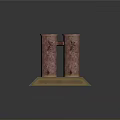 Six Red Barrels Stacked On Yellow Metal Storage Stand For Industrial Use