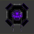 Futuristic Sci Fi Weapon With Double Barrel Purple Glow Mechanical Structure And Hexagonal Base 3d model