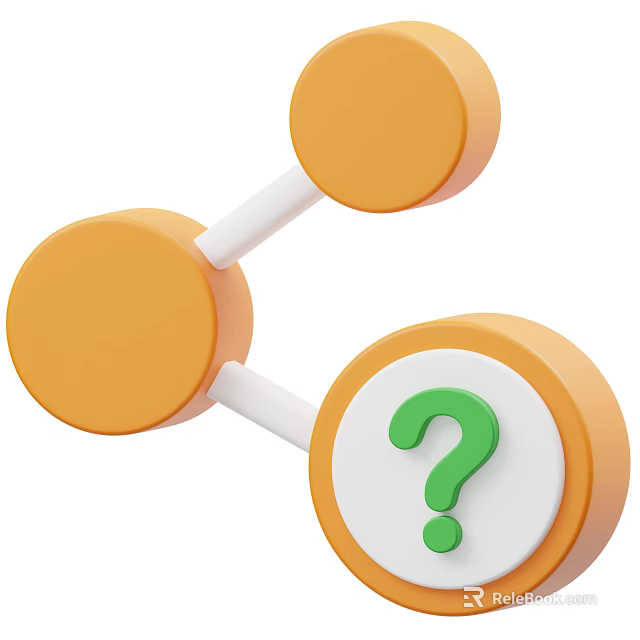 Decorative Ornament Set with Orange Circular Elements White Connecting Parts and Green Question Mark 3d model 