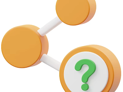 Decorative Ornament Set with Orange Circular Elements White Connecting Parts and Green Question Mark 3d model