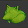 Cartoon Red Fox Character With Closed Eyes And Curled Up White Belly
