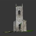 Ancient Ruined Stone Brick Tower With Bell Opening And Green Vegetation Vines