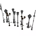 Classic Design Outdoor Lights With Various Styles Metal Poles For Garden And Street