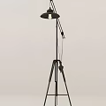 Black Modern Floor Lamp With Tripod Base Adjustable Arm And Exposed Bulb