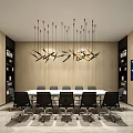 Modern Luxury Office Meeting Table With Full Comfortable Chairs Inside Transparent Glass Partition Space