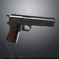 Vintage Metallic Pistol With Detailed Wooden Grip Isolated On Dark Background