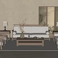 Quiet New Chinese Sofa Tea Table 3d model