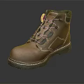 Brown Leather Work Boots With Black Laces Ankle High Design And Durable Rubber Sole